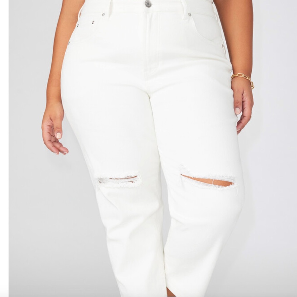 GUC Eloquii white stretch jeans cropped
